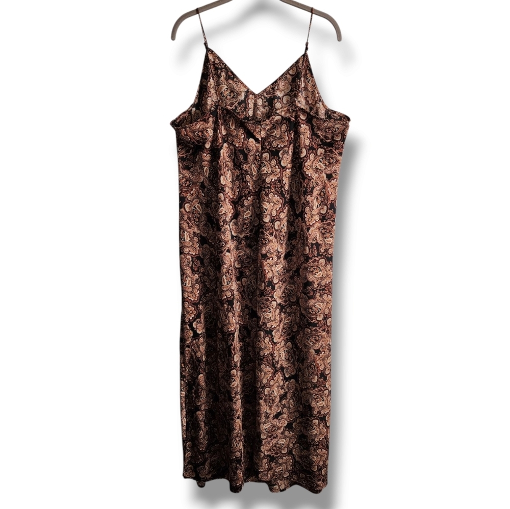 Nili Lotan‎ Target Brown Paisley Spaghetti Strap Slip Dress Size 1X - Picture 3 of 10